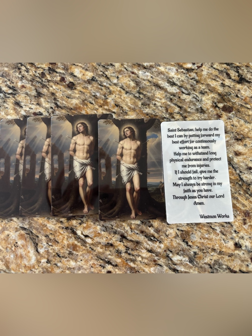 Pack of 5 St Sebastian Prayer Cards